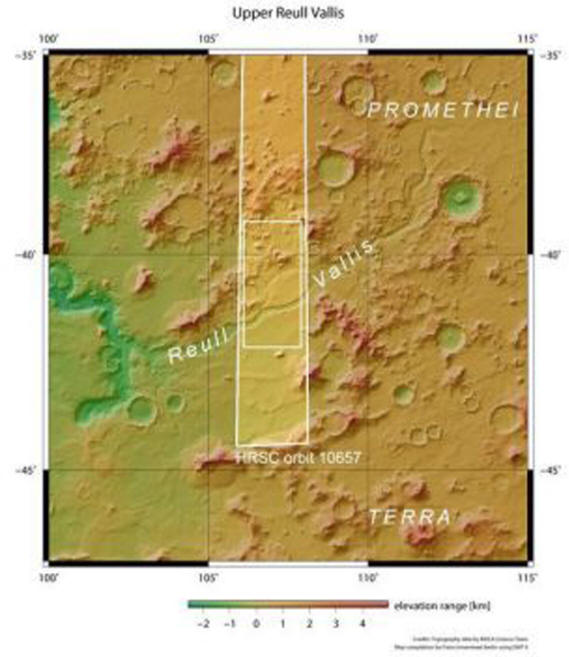 Район Марса, по которому протекала река