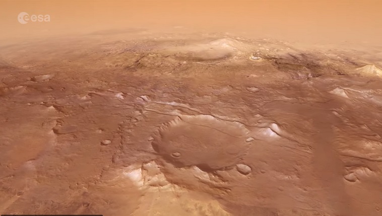 Опубликовано новое видео марсианского кратера Езеро с высоты птичьего полета