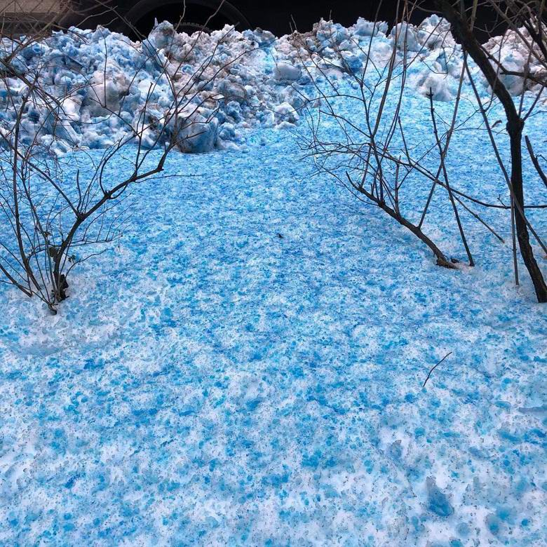 В Санкт-Петербурге неожиданно выпал синий снег