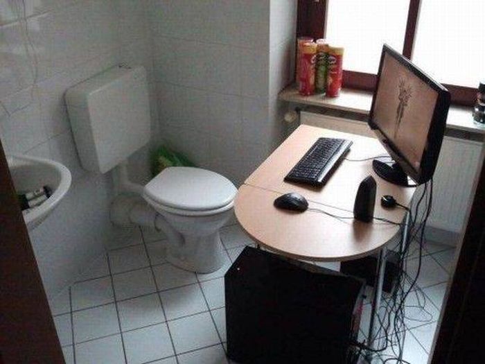 Фото дня: Сегодня компьютер вошел в каждый дом. И даже заглянул в туалет...